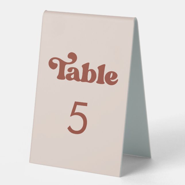 Stylish retro peach pink Table number Tent (Front)