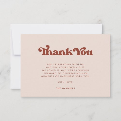 Stylish retro Peach Pink Thank You Card