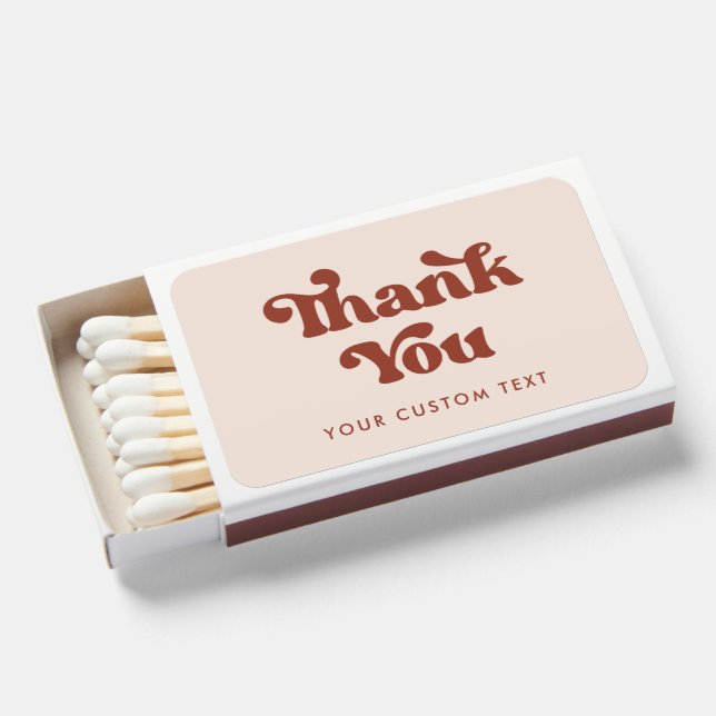Stylish retro peach pink Thank you Matchboxes (Front Open)
