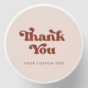 Stylish Retro Peach Pink Thank You Wedding Mini Candle Favors