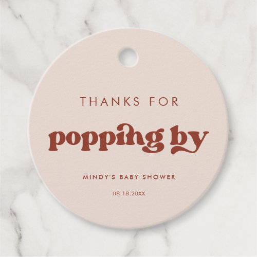 Stylish retro Peach Pink Thanks for popping by Favor Tags