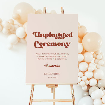 Stylish Retro Peach Pink Unplugged Ceremony Foam Board by LemonBox at Zazzle