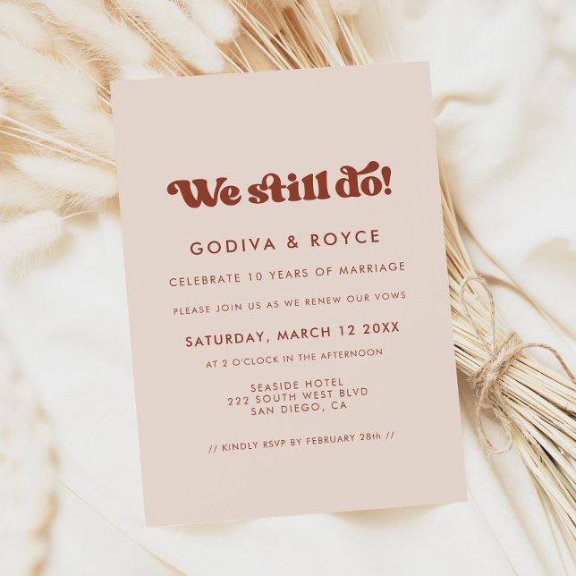 Stylish retro peach pink We still do Vow renewal Invitation (Creator Uploaded)