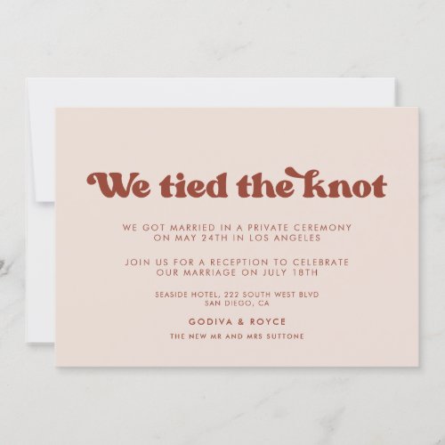 Stylish retro Peach Pink We tied the knot card