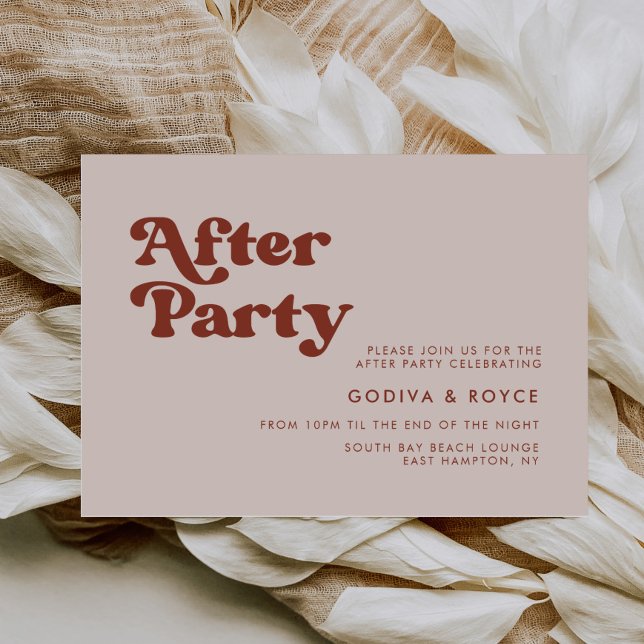 Stylish retro peach pink Wedding After party Invitation (Creator Uploaded)