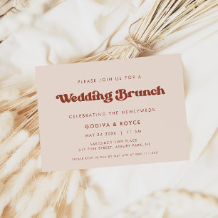 Stylish retro Peach Pink wedding Brunch Invitation