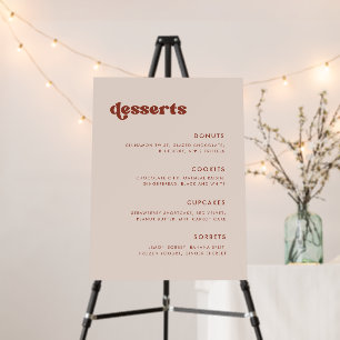 Stylish Retro Peach Pink Wedding Dessert Bar Sign