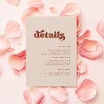 Stylish retro peach pink wedding details enclosure card<br><div class="desc">Wedding guest information card: don't forget this useful card with all your important wedding details like location, accommodation, transportation, etc... A retro chic theme: adopt this slightly vintage and stylish typographic design for your wedding stationery, with a burnt orange, terracotta, brown sugar & peach pink color theme. Fully customizable text,...</div>