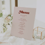 Stylish retro peach pink wedding menu pedestal sign<br><div class="desc">A retro chic theme: adopt this slightly vintage and stylish typographic design for your wedding stationery,  with a burnt orange,  terracotta,  brown sugar & peach pink color theme. Fully customizable text,  colors and backgrounds.</div>