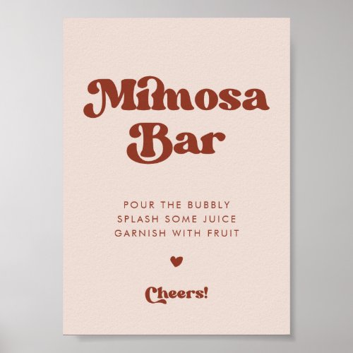 Stylish retro Peach Pink Wedding Mimosa bar sign