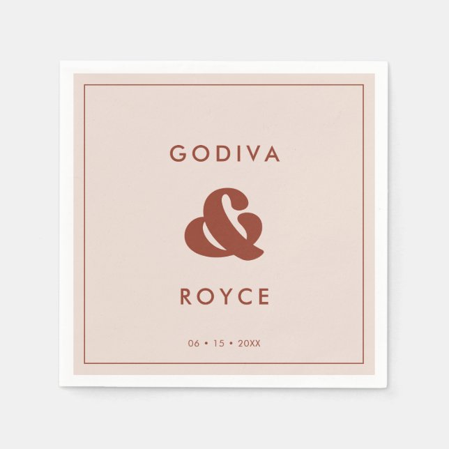 Stylish retro Peach Pink Wedding Napkins (Front)
