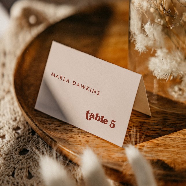 Stylish retro Peach Pink Wedding place card (Creator Uploaded)