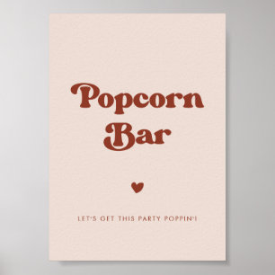 Stylish retro Peach Pink Wedding Popcorn bar sign