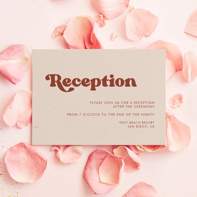 Stylish retro peach pink wedding reception invitation (Creator Uploaded)