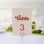 Stylish retro peach pink wedding table number<br><div class="desc">A retro chic theme: adopt this slightly vintage and stylish typographic design for your wedding stationery,  with a burnt orange,  terracotta,  brown sugar & peach pink color theme. Fully customizable text,  colors and backgrounds.</div>