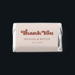 Stylish retro peach pink Wedding Thank you Hershey's Miniatures<br><div class="desc">A retro chic theme: adopt this slightly vintage and stylish typographic design for your wedding favors,  with a burnt orange,  terracotta,  brown sugar & peach pink color theme. Fully customizable text,  colors and backgrounds.</div>
