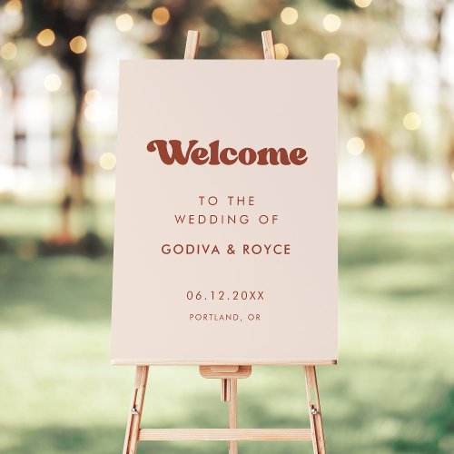 Stylish retro peach pink Welcome to our wedding Foam Board