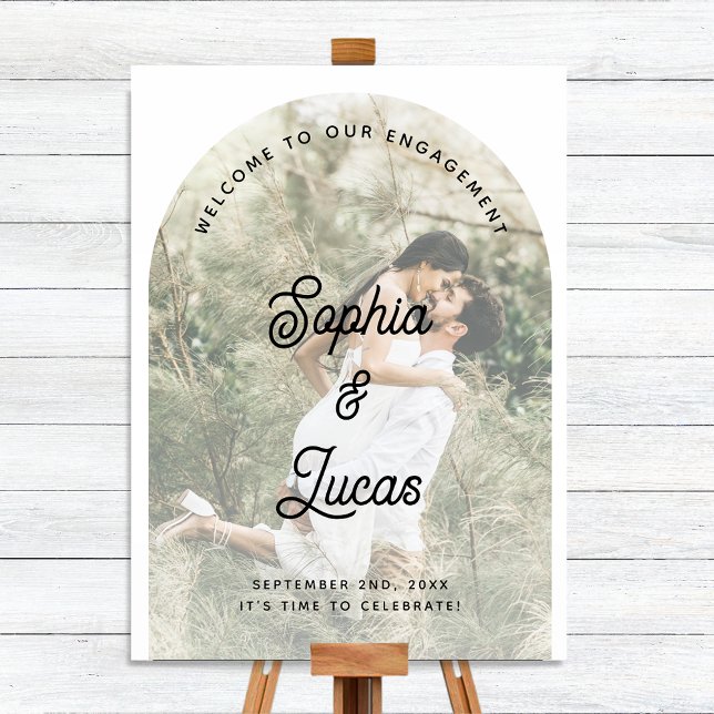 Stylish Retro Photo Arch Engagement Party Welcome Foam Board (Creator Uploaded)