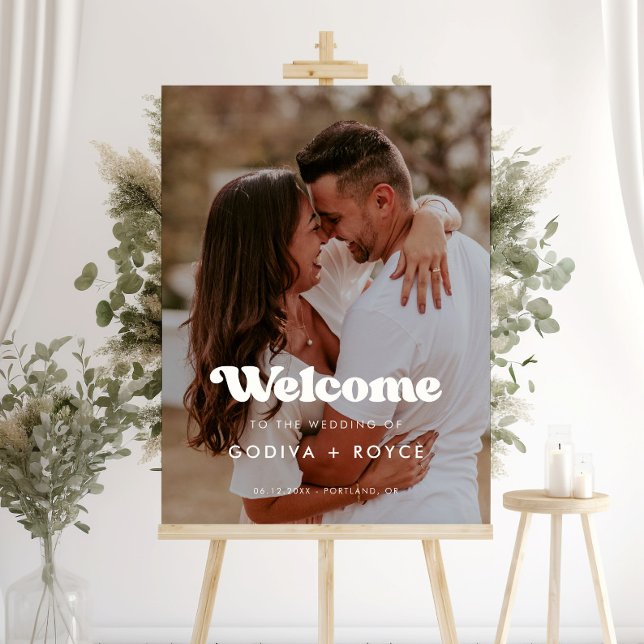 Stylish Retro Photo Wedding Welcome Sign (Creator Uploaded)