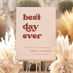 Stylish retro Pink Best Day Ever Wedding Welcome Foam Board