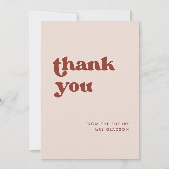 Stylish retro Pink Bridal Shower Thank you card (Front)