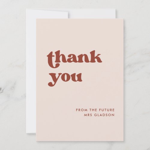 Stylish retro Pink Bridal Shower Thank you card