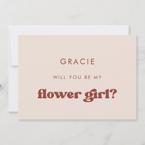 Stylish retro Pink Flower girl proposal card