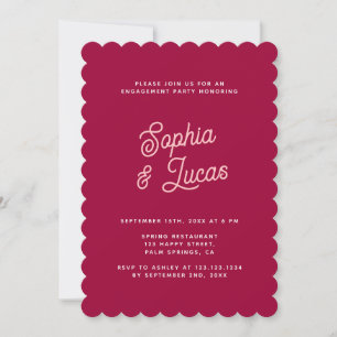 Stylish Retro Pink Magenta Engagement Party Invitation