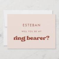 Stylish retro Pink Ring Bearer proposal card