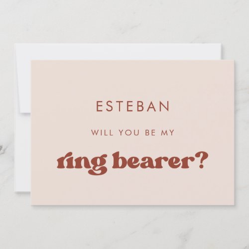 Stylish retro Pink Ring Bearer proposal card