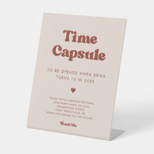 Stylish retro Pink Time capsule 1st Birthday sign