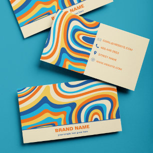 Stylish Retro Psychedelic Groovy Colorful Abstract Business Card