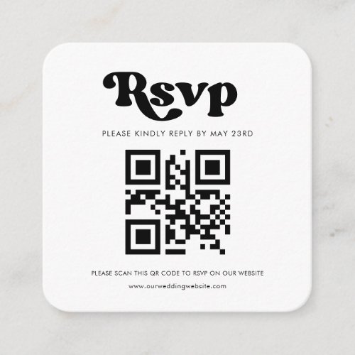 Stylish retro QR code RSVP response Enclosure Card