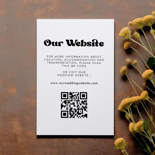 Stylish retro QR code wedding website Enclosure Card