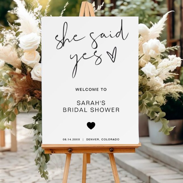Stylish retro She said yes Bridal Shower Foam  Board (Creator Uploaded)