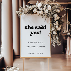 Stylish retro She said yes Bridal Shower Poster