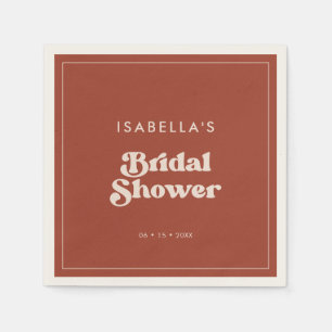 Stylish retro Terracotta Bridal Shower Napkins