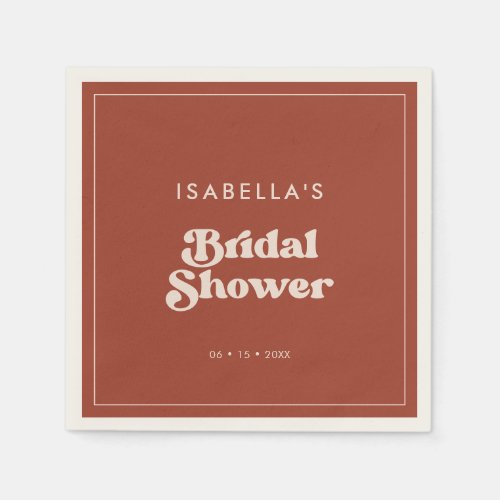 Stylish retro Terracotta Bridal Shower Napkins