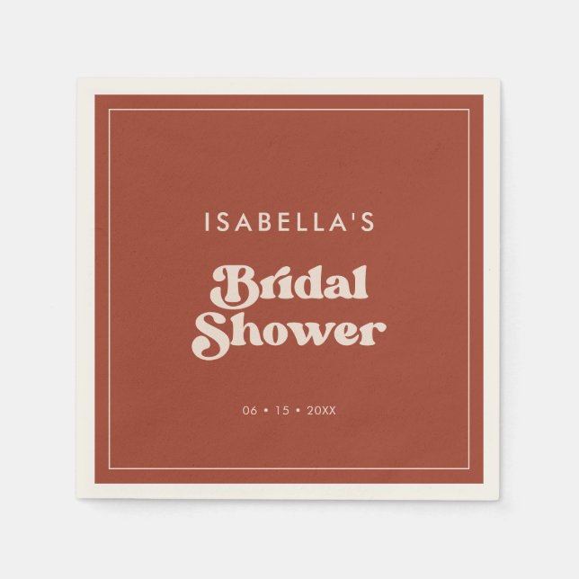 Stylish retro Terracotta Bridal Shower Napkins (Front)