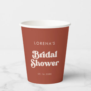 Stylish retro Terracotta Bridal Shower Paper Cups