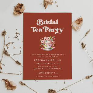 Stylish retro Terracotta Bridal Tea Invitation