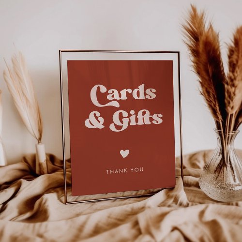 Stylish retro Terracotta Cards  Gifts sign