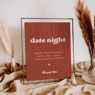 Stylish retro Terracotta Date night ideas sign