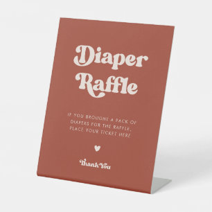 Stylish retro Terracotta Diaper Raffle Pedestal Sign
