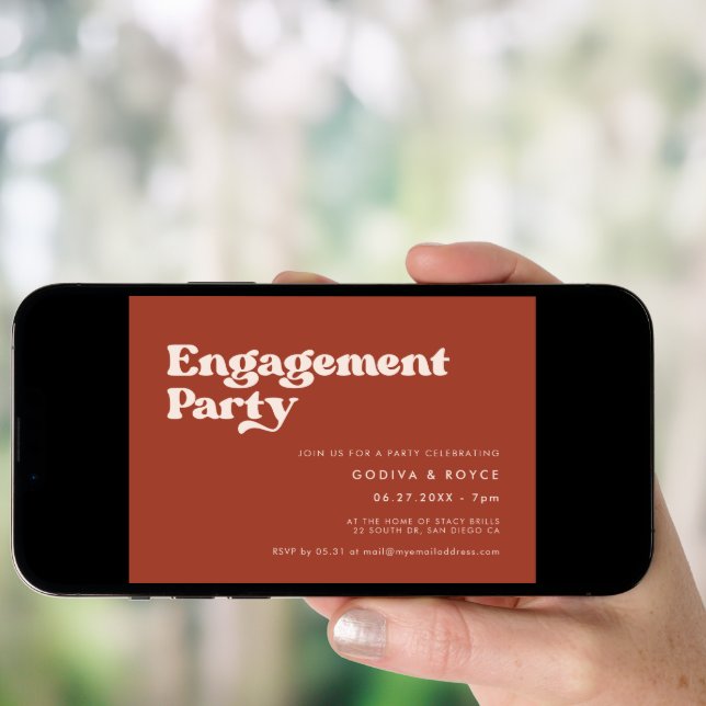Stylish retro terracotta Engagement party Invitation (Front Digital)