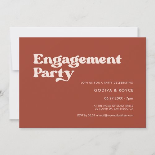 Stylish retro terracotta Engagement party Invitation
