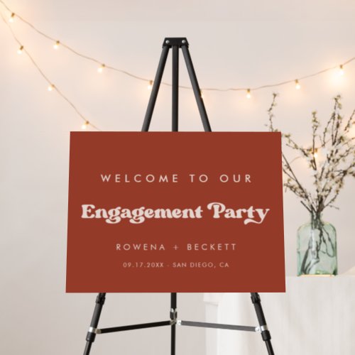 Stylish retro Terracotta Engagement party welcome Foam Board