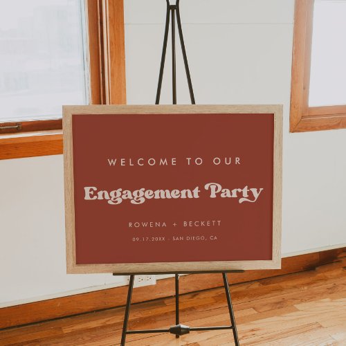 Stylish retro Terracotta Engagement party welcome Poster