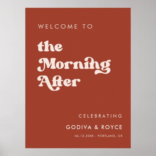 Stylish retro Terracotta Morning After Welcome Poster