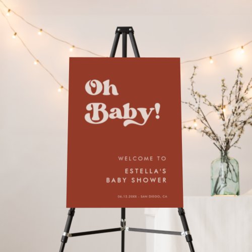 Stylish retro Terracotta Oh Baby Foam Board